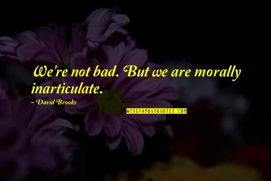 Winner Quitter Quotes By David Brooks: We're not bad. But we are morally inarticulate.