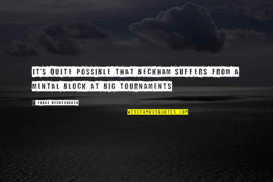 Winneth Quotes By Franz Beckenbauer: It's quite possible that Beckham suffers from a Winneth Quotes By Franz Beckenbauer: It's quite possible that Beckham suffers from a
