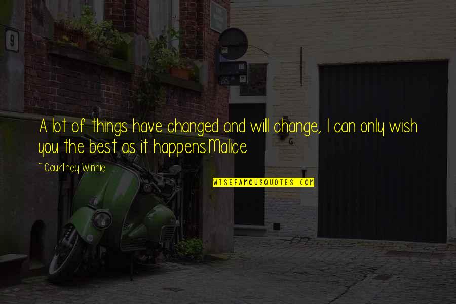 Winnie's Quotes By Courtney Winnie: A lot of things have changed and will