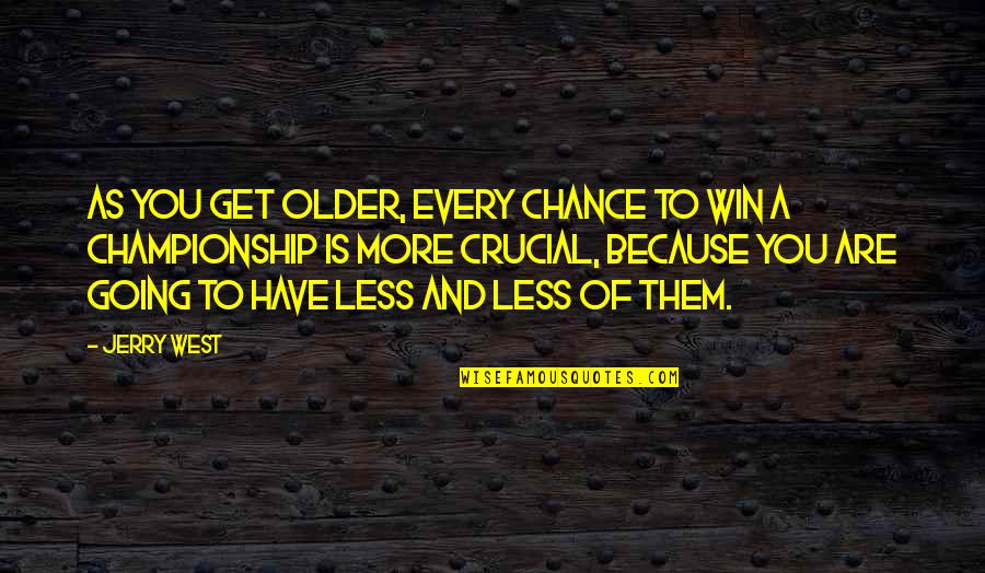 Winning A Championship Quotes By Jerry West: As you get older, every chance to win