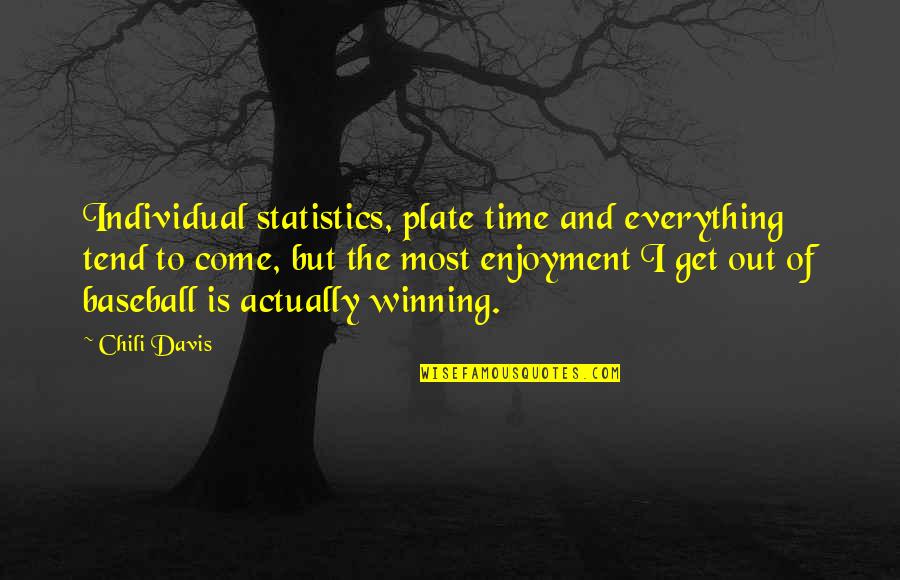 Winning Baseball Quotes By Chili Davis: Individual statistics, plate time and everything tend to