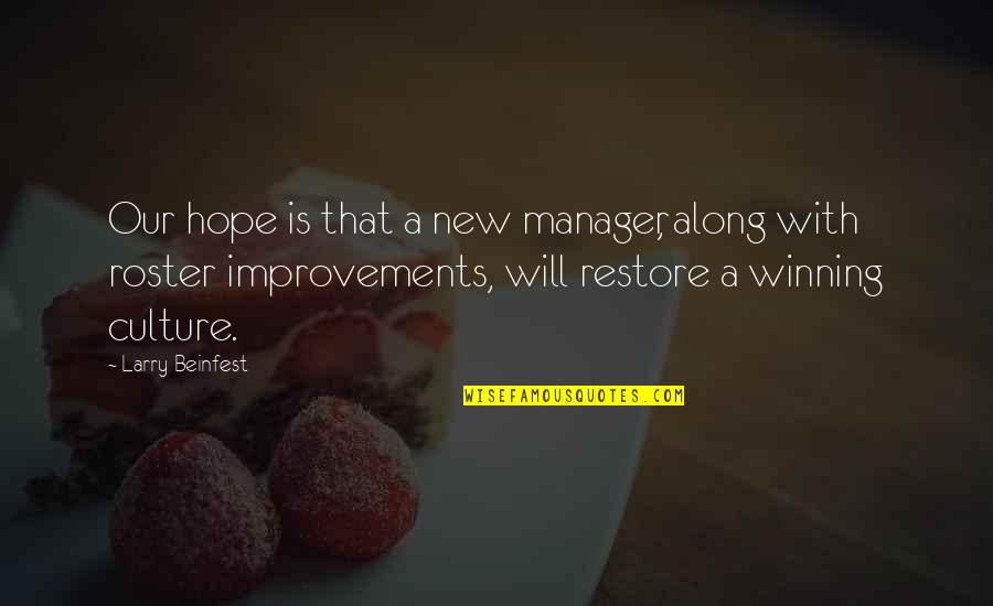 Winning Is Winning Quotes By Larry Beinfest: Our hope is that a new manager, along