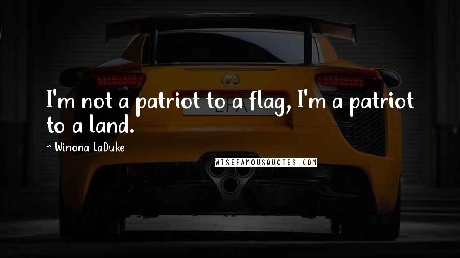 Winona LaDuke quotes: I'm not a patriot to a flag, I'm a patriot to a land.