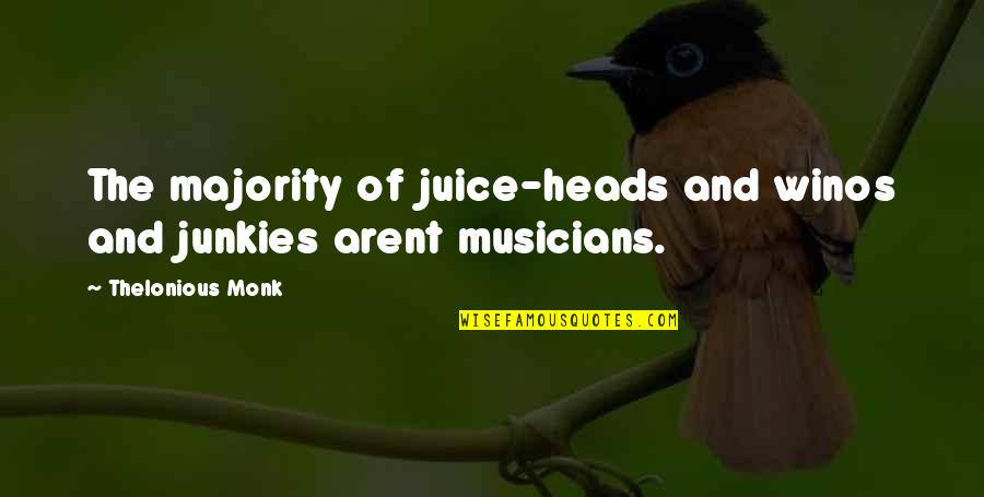 Winos Quotes By Thelonious Monk: The majority of juice-heads and winos and junkies
