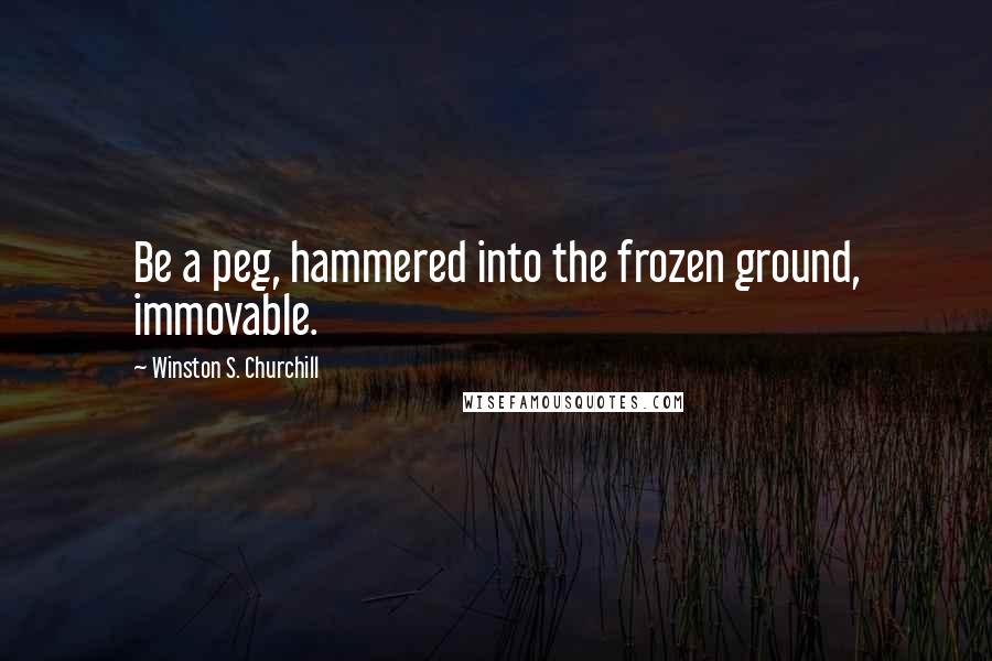 Winston S. Churchill quotes: Be a peg, hammered into the frozen ground, immovable.
