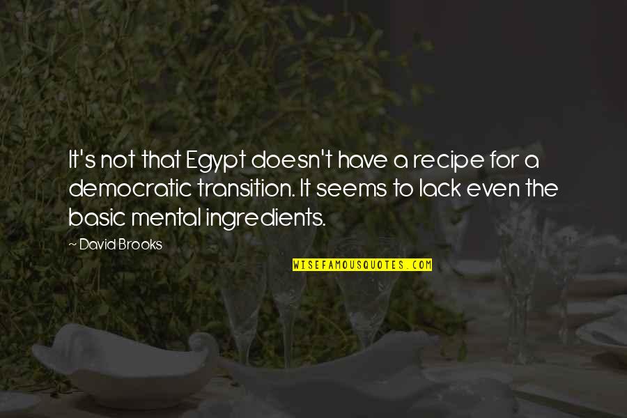 Winston Wolfe Quotes By David Brooks: It's not that Egypt doesn't have a recipe