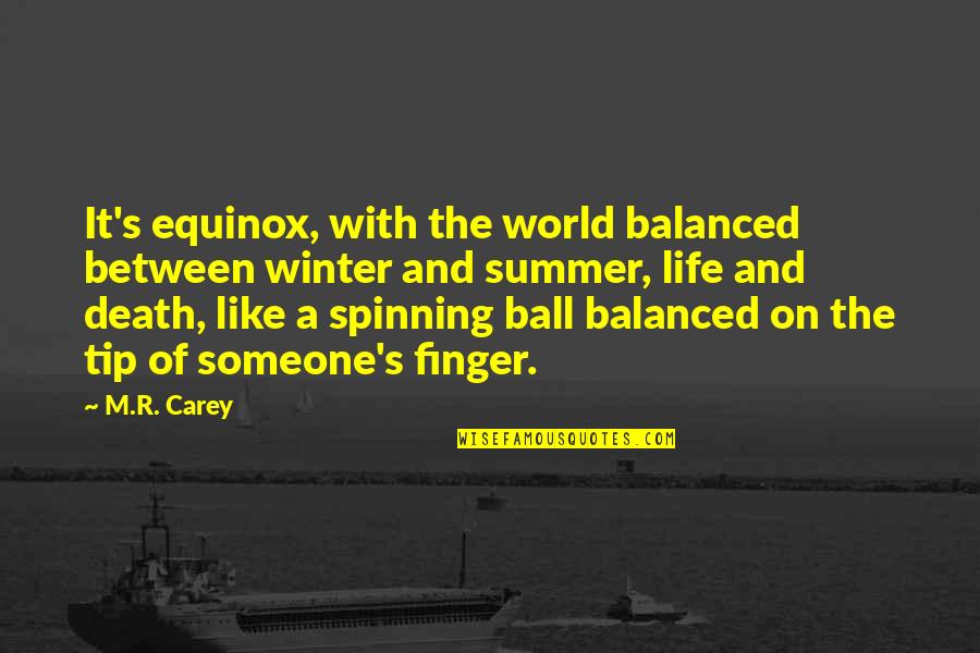 Winter And Death Quotes By M.R. Carey: It's equinox, with the world balanced between winter Winter And Death Quotes By M.R. Carey: It's equinox, with the world balanced between winter