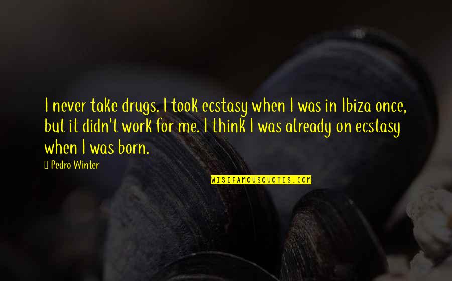 Winter Born Quotes By Pedro Winter: I never take drugs. I took ecstasy when