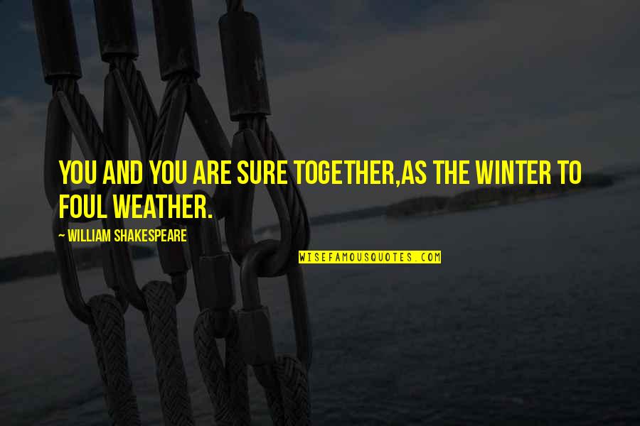 Winter Shakespeare Quotes By William Shakespeare: You and you are sure together,As the winter