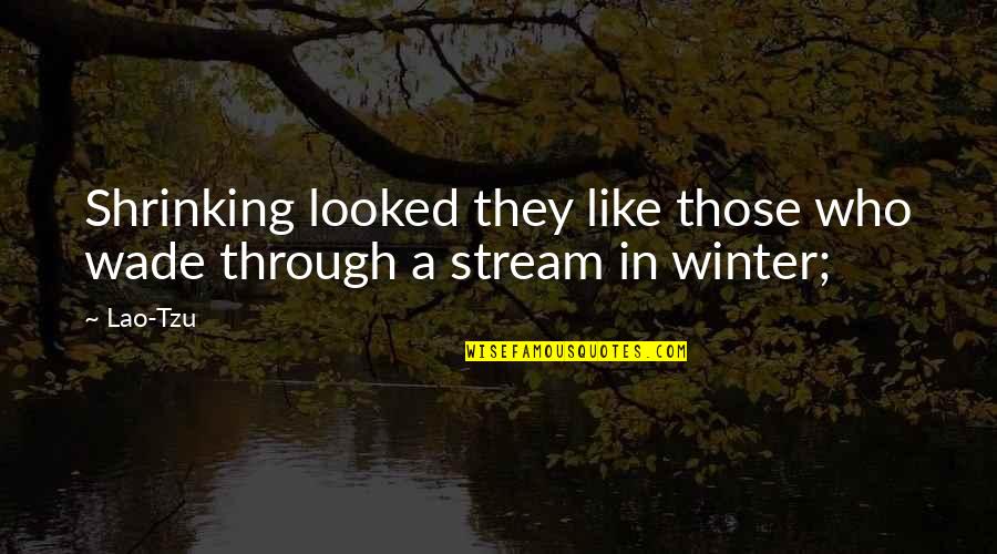 Winter Stream Quotes By Lao-Tzu: Shrinking looked they like those who wade through