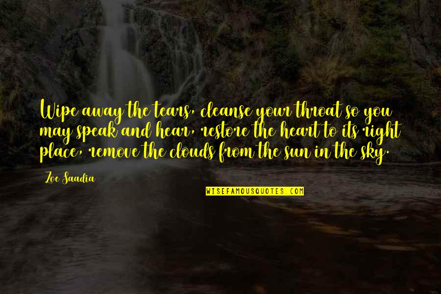 Wipe Off Quotes By Zoe Saadia: Wipe away the tears, cleanse your throat so