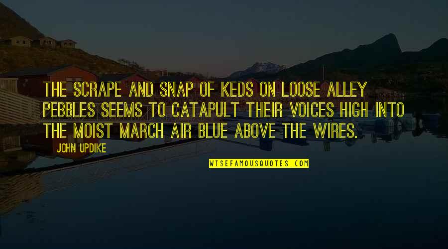Wires Quotes By John Updike: The scrape and snap of Keds on loose