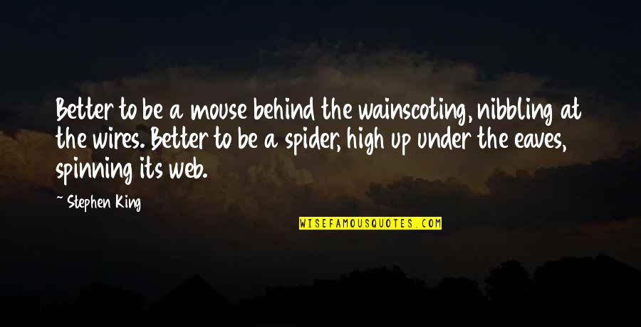 Wires Quotes By Stephen King: Better to be a mouse behind the wainscoting,
