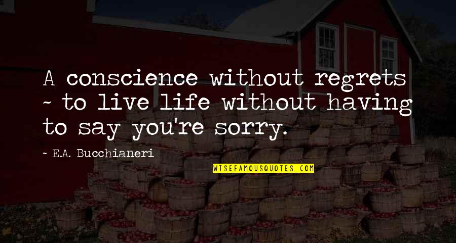 Wisdom Advice Quotes By E.A. Bucchianeri: A conscience without regrets ~ to live life