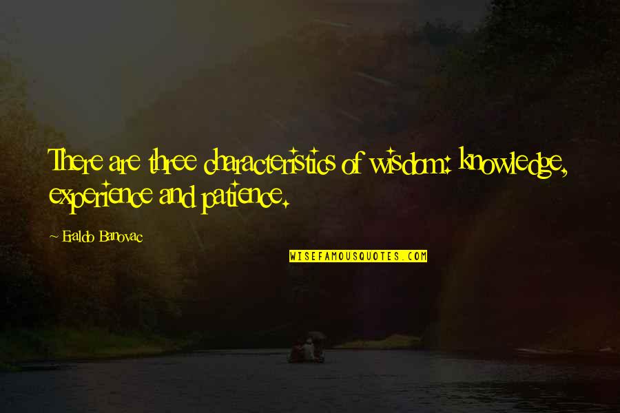 Wisdom And Experience Quotes By Eraldo Banovac: There are three characteristics of wisdom: knowledge, experience