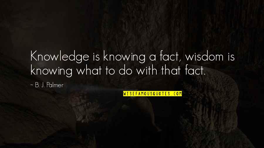 Wisdom And Facts Quotes By B. J. Palmer: Knowledge is knowing a fact, wisdom is knowing