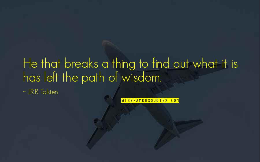 Wisdom And Foolishness Quotes By J.R.R. Tolkien: He that breaks a thing to find out