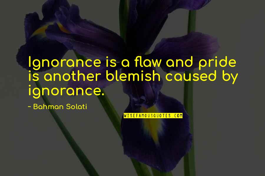 Wisdom And Ignorance Quotes By Bahman Solati: Ignorance is a flaw and pride is another