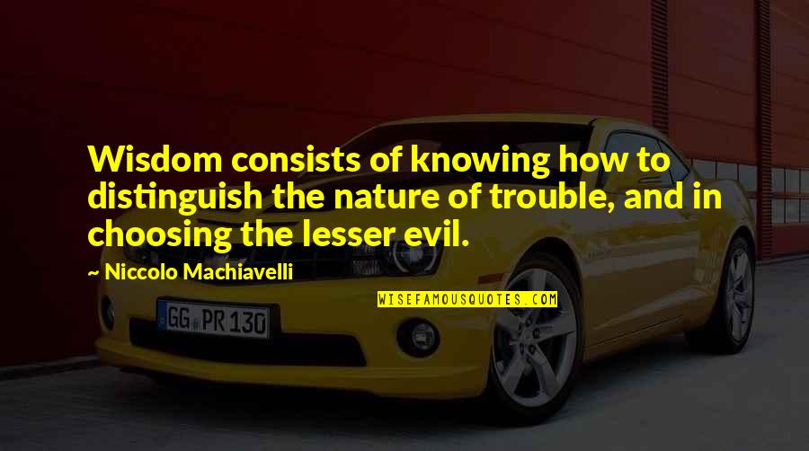 Wisdom And Nature Quotes By Niccolo Machiavelli: Wisdom consists of knowing how to distinguish the