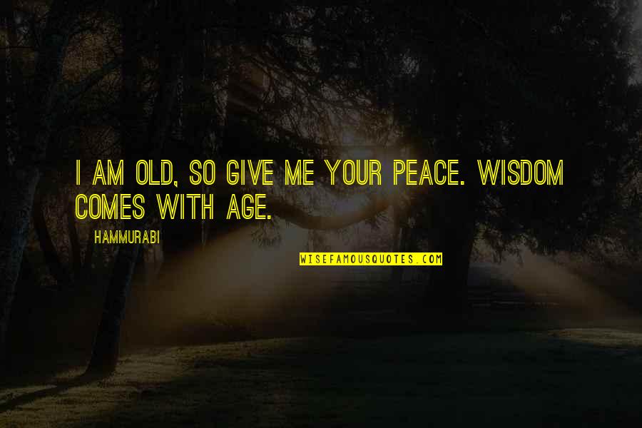 Wisdom And Old Age Quotes By Hammurabi: I am old, so give me your peace.