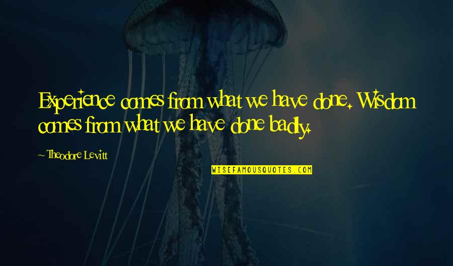 Wisdom Experience Quotes By Theodore Levitt: Experience comes from what we have done. Wisdom Wisdom Experience Quotes By Theodore Levitt: Experience comes from what we have done. Wisdom