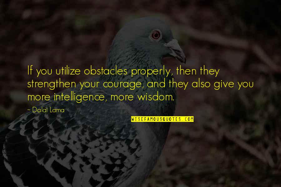 Wisdom In Giving Quotes By Dalai Lama: If you utilize obstacles properly, then they strengthen Wisdom In Giving Quotes By Dalai Lama: If you utilize obstacles properly, then they strengthen