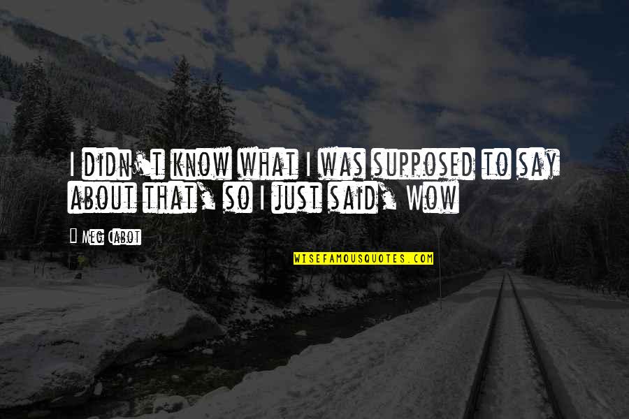 Wisdom Marinha Grande Quotes By Meg Cabot: I didn't know what I was supposed to