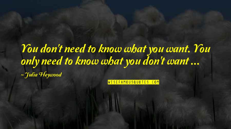 Wisdom Quotations Quotes By Julia Heywood: You don't need to know what you want.