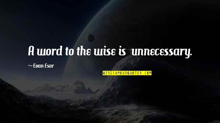 Wise 2 Word Quotes By Evan Esar: A word to the wise is unnecessary.
