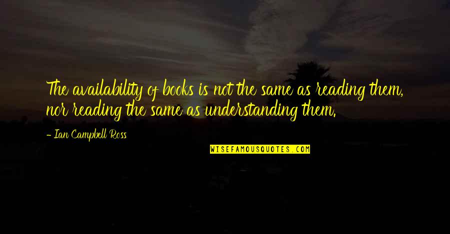 Wise Leadership Quotes By Ian Campbell Ross: The availability of books is not the same