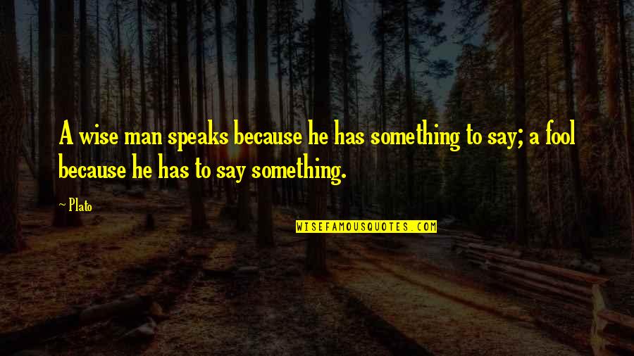 Wise Man Fool Quotes By Plato: A wise man speaks because he has something