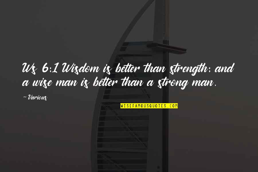 Wise Man Wisdom Quotes By Various: Ws 6:1 Wisdom is better than strength: and