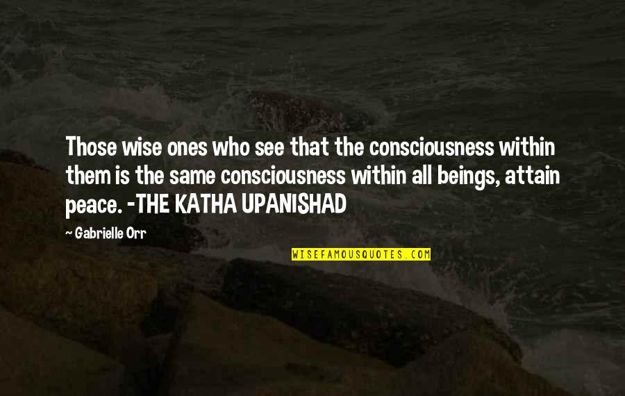 Wise Peace Quotes By Gabrielle Orr: Those wise ones who see that the consciousness Wise Peace Quotes By Gabrielle Orr: Those wise ones who see that the consciousness