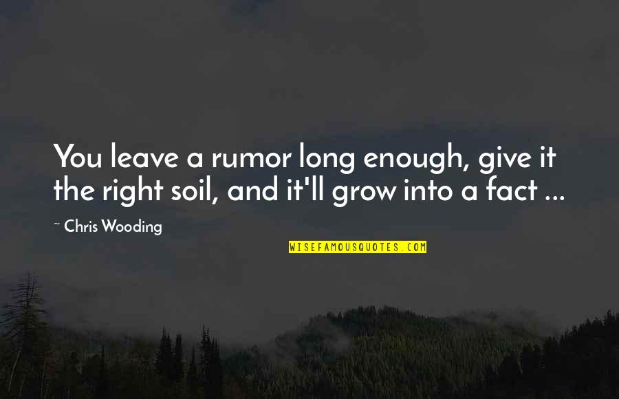 Wise Quote Quotes By Chris Wooding: You leave a rumor long enough, give it