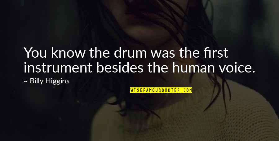 Wiseass Synonyms Quotes By Billy Higgins: You know the drum was the first instrument