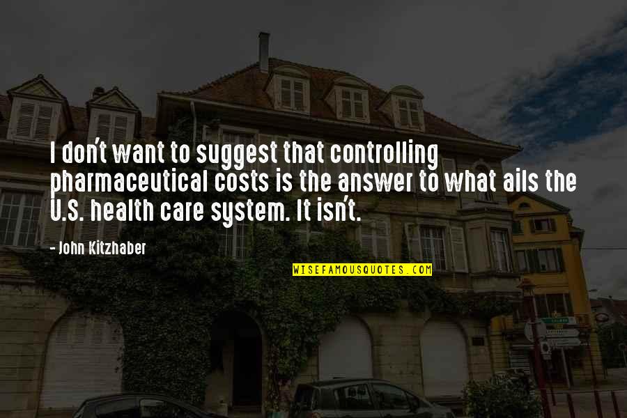 Wisecracks Windshield Quotes By John Kitzhaber: I don't want to suggest that controlling pharmaceutical