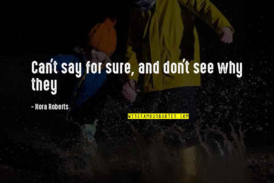 Wisest Funny Quotes By Nora Roberts: Can't say for sure, and don't see why