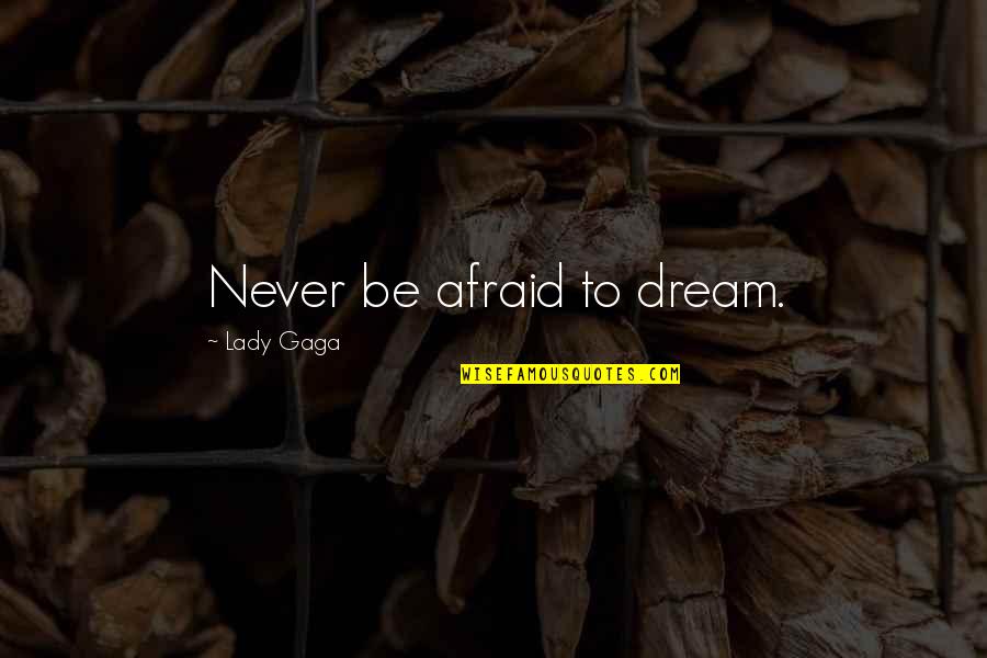 Wisest Life Advice Quotes By Lady Gaga: Never be afraid to dream. Wisest Life Advice Quotes By Lady Gaga: Never be afraid to dream.