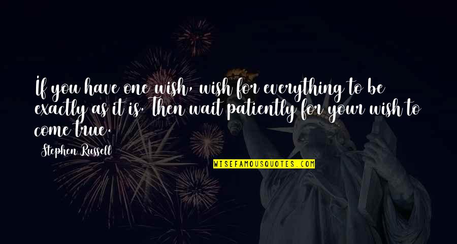 Wish Come True Quotes By Stephen Russell: If you have one wish, wish for everything Wish Come True Quotes By Stephen Russell: If you have one wish, wish for everything