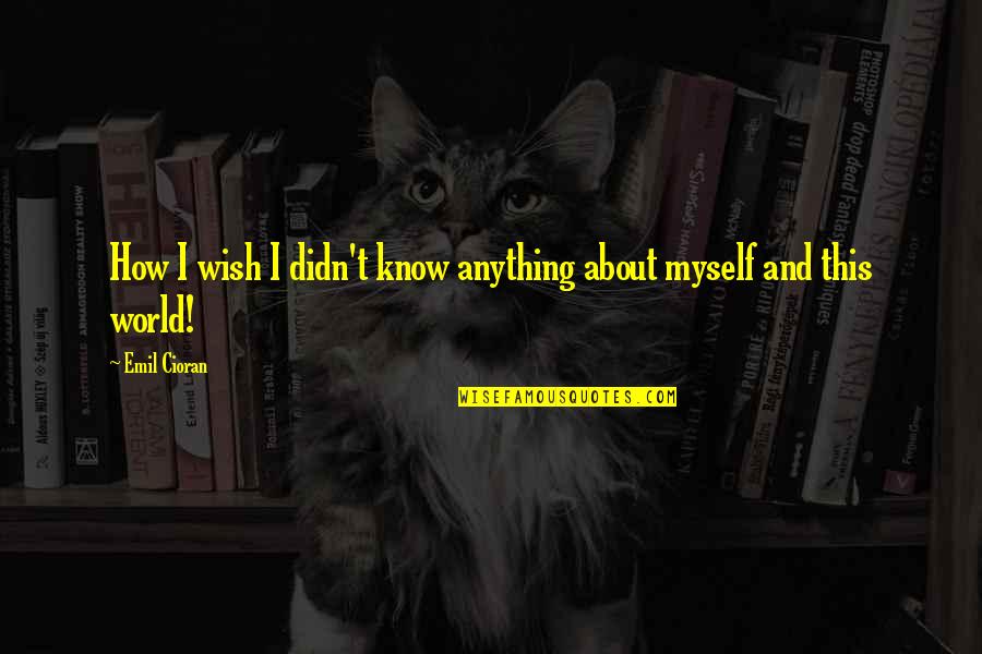 Wish For Myself Quotes By Emil Cioran: How I wish I didn't know anything about