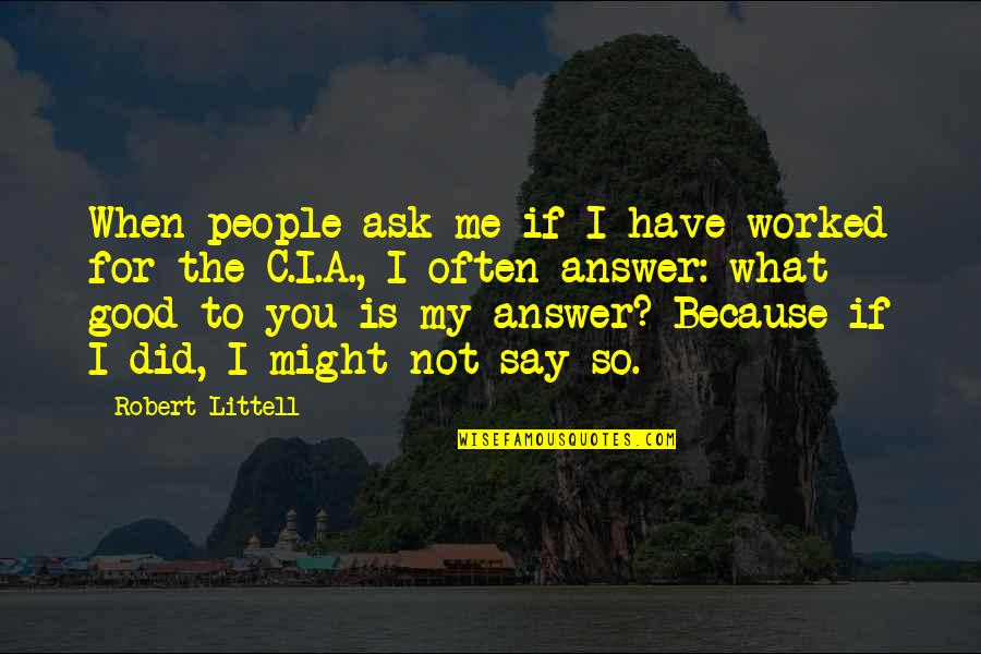 Wish He Was Mine Quotes By Robert Littell: When people ask me if I have worked
