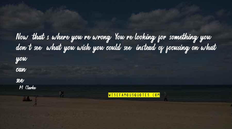 Wish I Could See You Quotes By M. Clarke: Now, that's where you're wrong. You're looking for