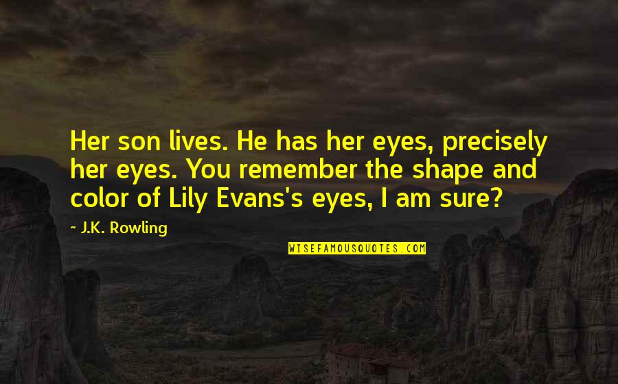 Wish I Knew My Dad Quotes By J.K. Rowling: Her son lives. He has her eyes, precisely Wish I Knew My Dad Quotes By J.K. Rowling: Her son lives. He has her eyes, precisely