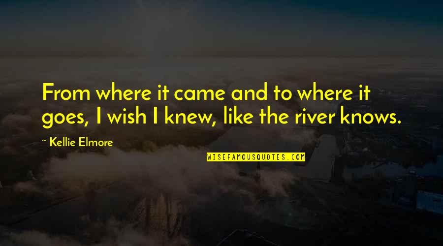 Wish I Knew Quotes By Kellie Elmore: From where it came and to where it