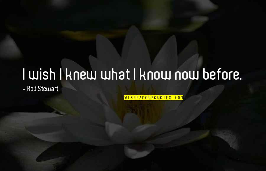 Wish I Knew You Quotes By Rod Stewart: I wish I knew what I know now