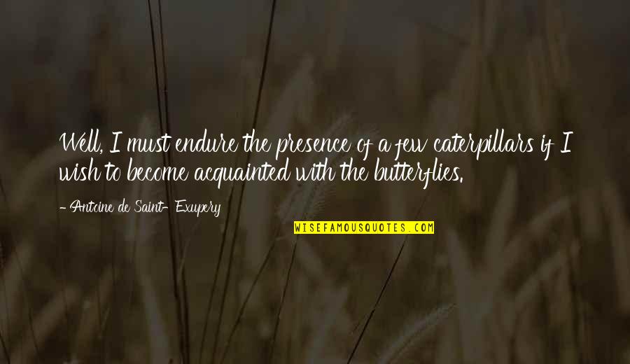 Wish I W S De D Quotes By Antoine De Saint-Exupery: Well, I must endure the presence of a