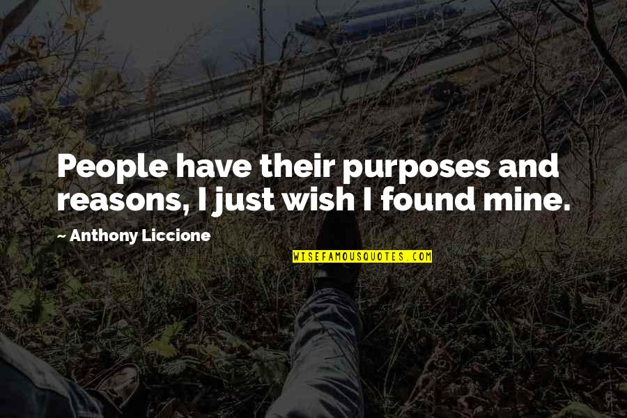 Wish You Are Mine Quotes By Anthony Liccione: People have their purposes and reasons, I just