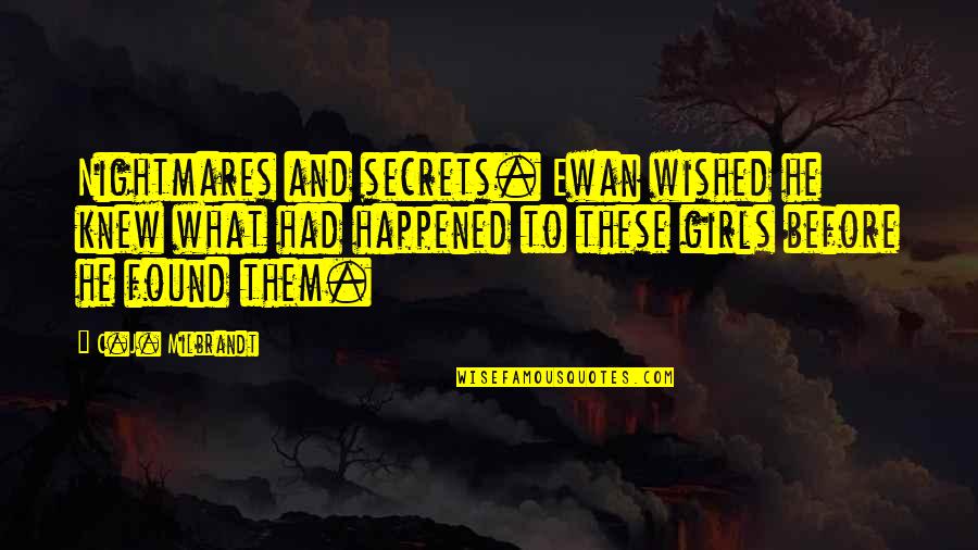 Wish You Knew Quotes By C.J. Milbrandt: Nightmares and secrets. Ewan wished he knew what Wish You Knew Quotes By C.J. Milbrandt: Nightmares and secrets. Ewan wished he knew what
