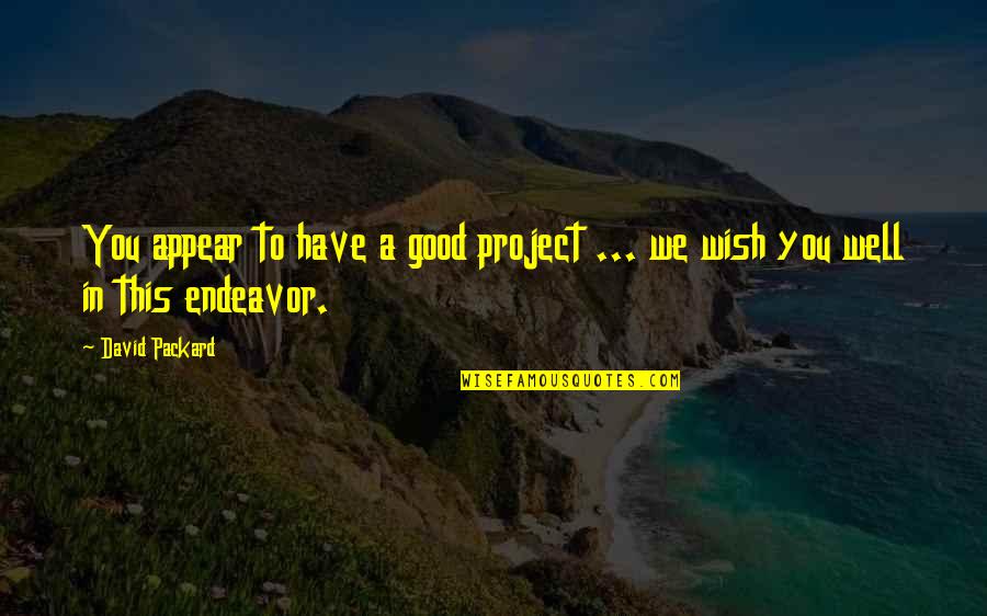 Wish You Well Quotes By David Packard: You appear to have a good project ...