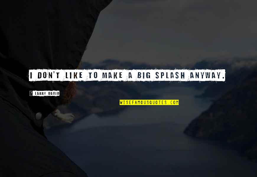 Wishes Gone Wrong Quotes By Larry David: I don't like to make a big splash Wishes Gone Wrong Quotes By Larry David: I don't like to make a big splash